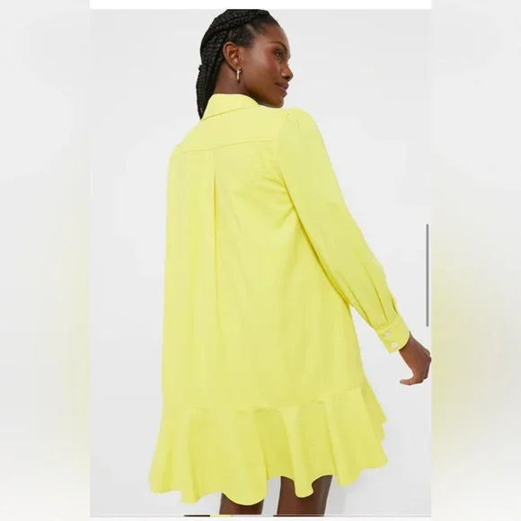 Tuckernuck Neon Yellow Crepe Callahan Shirt Dress - Picture 4 of 13